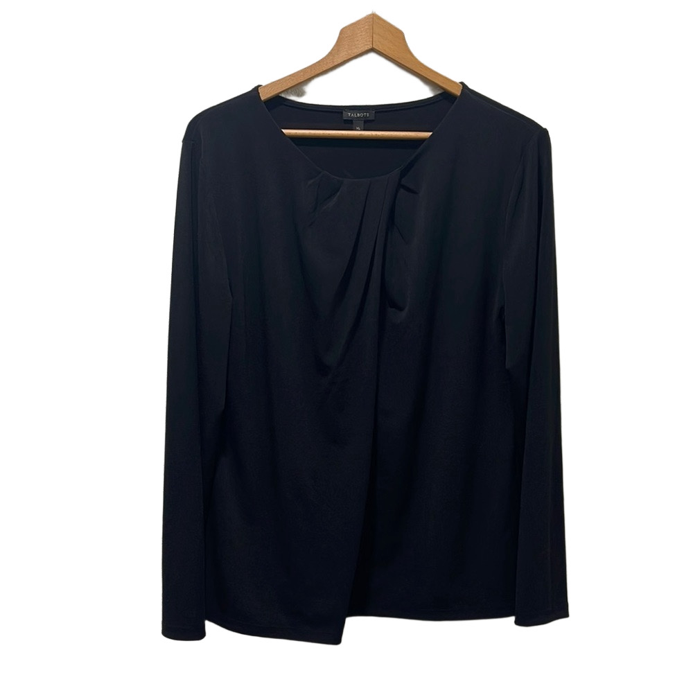 Talbots long sleeve black blouse/top size XL GUC
